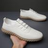 [Manual Sewing] Soft Leather Soft sole/Men's One-pedal Casual Little White Shoes Douyin 2025 Straight
