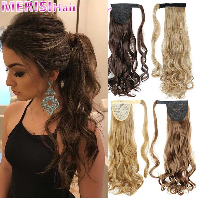 Buy MERISIHAIR Fake Ponytail Hair Extension Wig Clip Natural Wave Length Synthetic Wrapping