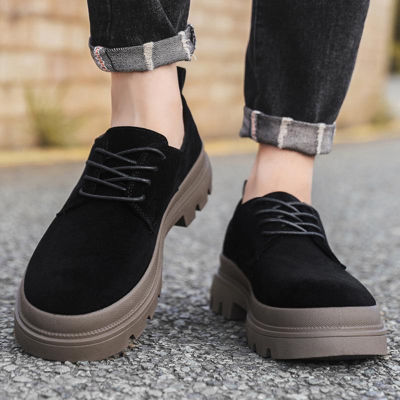 Autumn retro lace-up shoes heightened British style low-top platform shoes