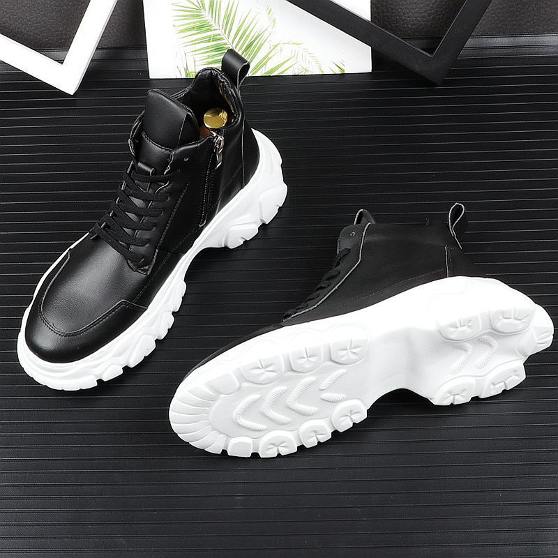 Pánské luxusní módní platformové boty Značkový designér Černé bílé boty Kovbojské Pravá kůže Tenisky Pohledné Kotníkové Botas Hombre