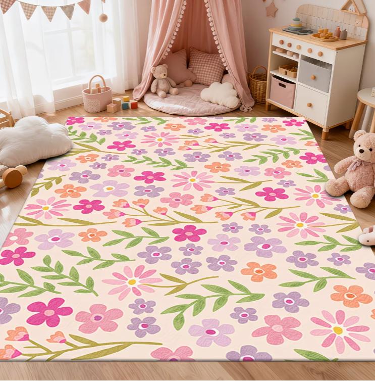 Vintage Floral Book Print Rug Anti-slip Soft Flannel Floor Mat Black Carpet Bedroom Study Living Room Home Decor Book Lover Gift