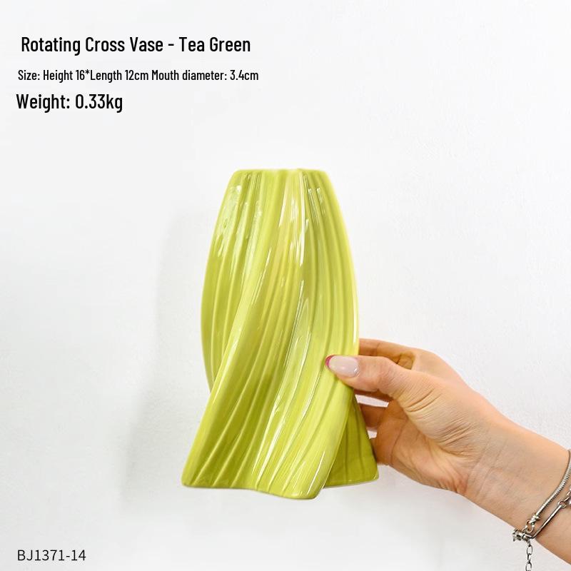 Lily Green Plant Decorative Floral Arrangement In Ceramic Vase - Luxurious Artificial Ornament for Living Room or Dining Table