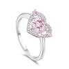 [FANCIME] Sterling Silver Ring for Women, Size 16, 2.1mm Wide, Heart Design, Pink Zirconia, S925 Silver, Couple's Ring, Reward, Girlfriend, Birthday,