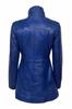 Lambskin Genuine Stylish Casual Fit Soft  Women Trench Coat Blue Handmade Leather Lambskin Genuine Stylish Casual Fit