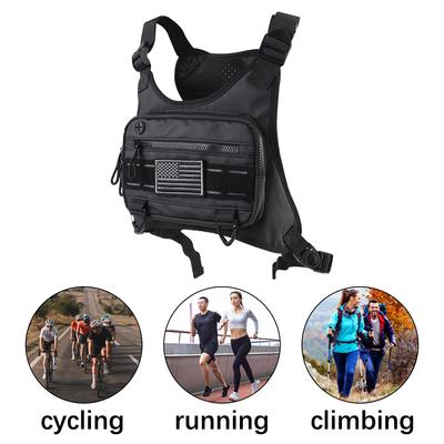 Bolsa tipo chaleco para correr, resistente al desgaste, de gran capacidad, para exteriores, para ciclismo, viajes, ligera, frontal con correas ajustables, bolsa de pecho para motocicleta