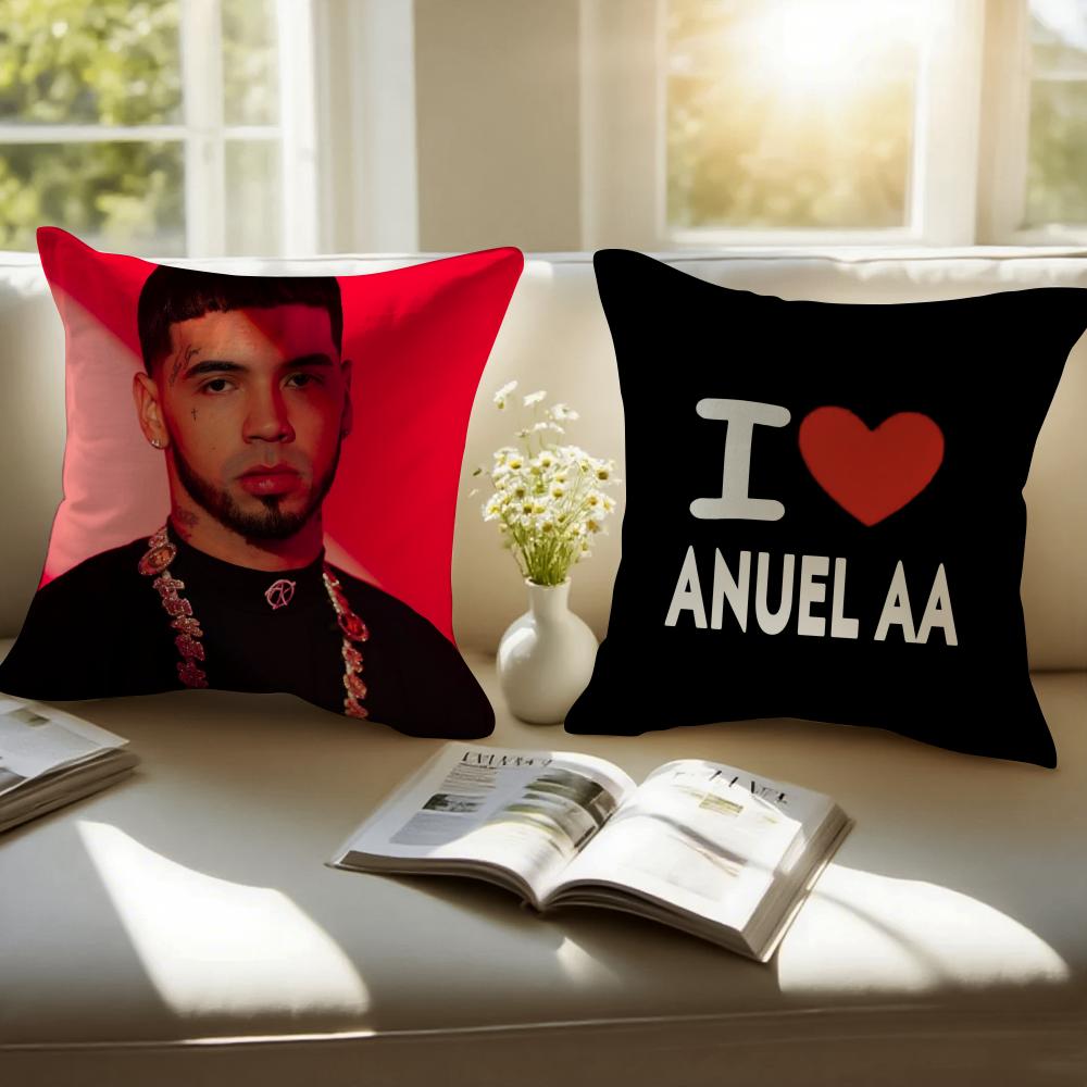 Latin Trap Rapper A-Anuel Aa Cushion Cover Pillowcase Short Plush Invisible Zipper Room Sofa Cushion Cover