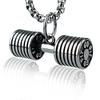 Men's Stainless Steel & Titanium Dumbbell Pendant Necklace - Trendy Sports Fashion Jewelry