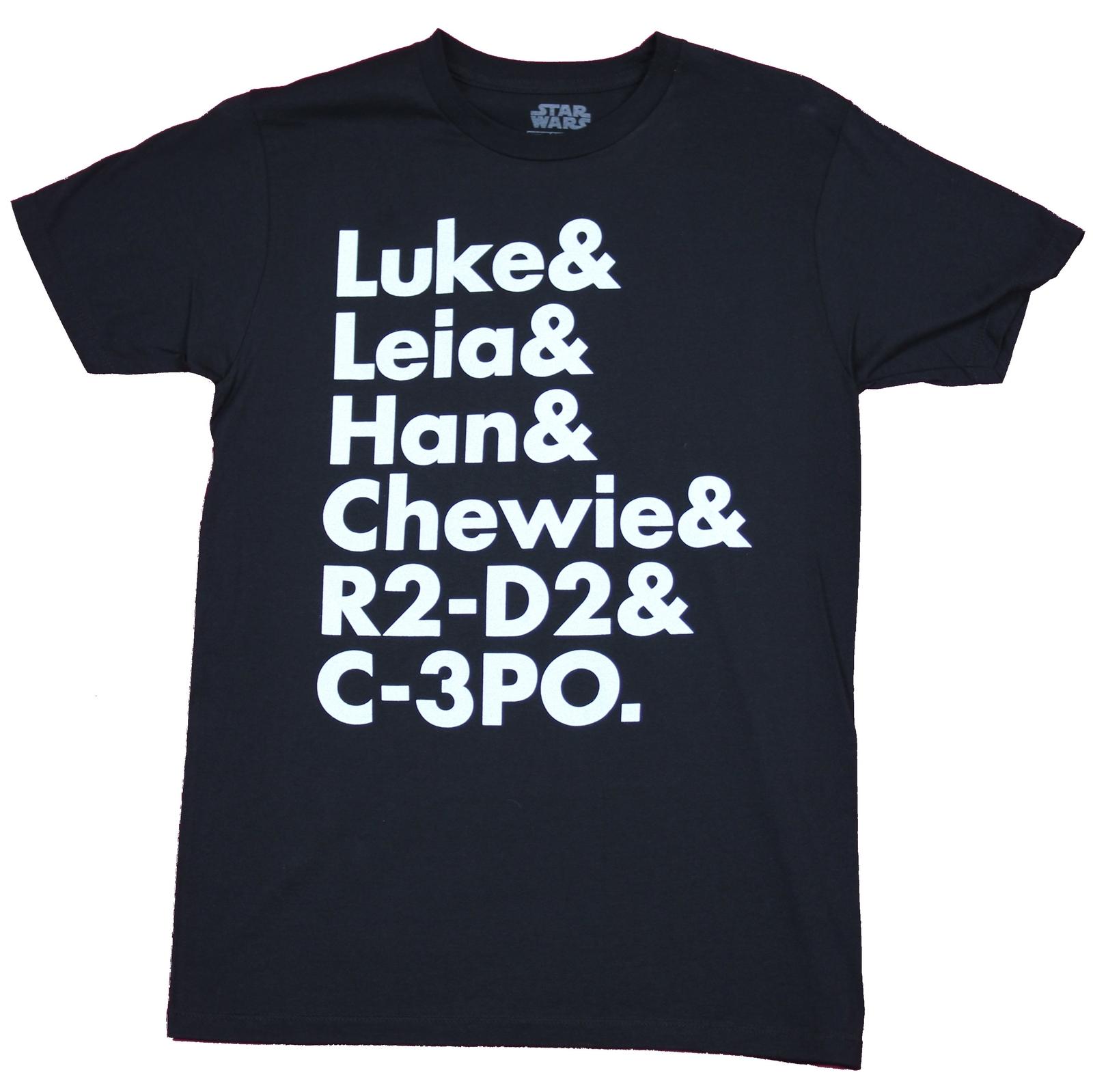 Star Wars Mens T-Shirt - Rebels Named Luke Leia Han Chewie Etc S