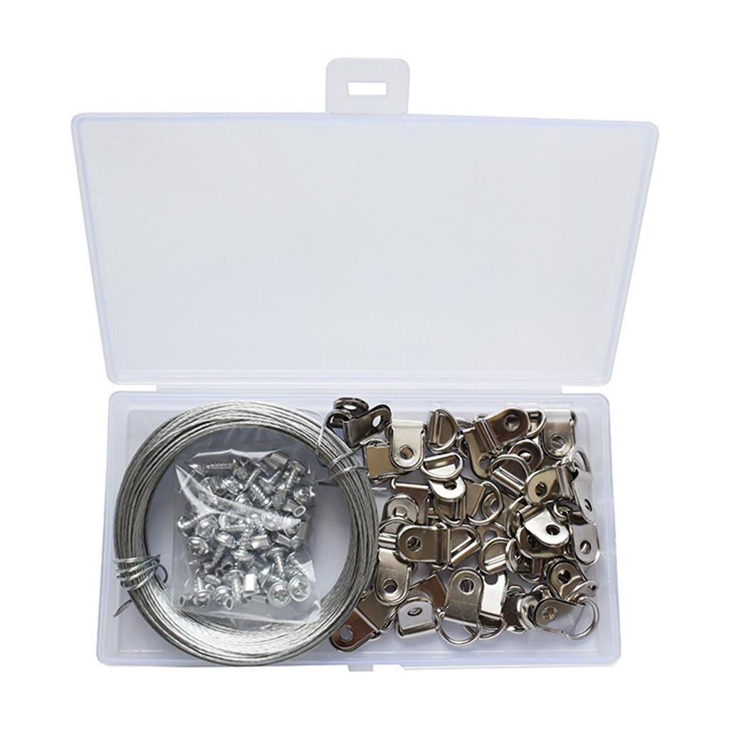 30 m Metall-Bilderrahmendraht-Set mit Aufhängern und Crimphülsen. Metall-Bilderdrähte-Set 131-teilig für Rahmen und Spiegel