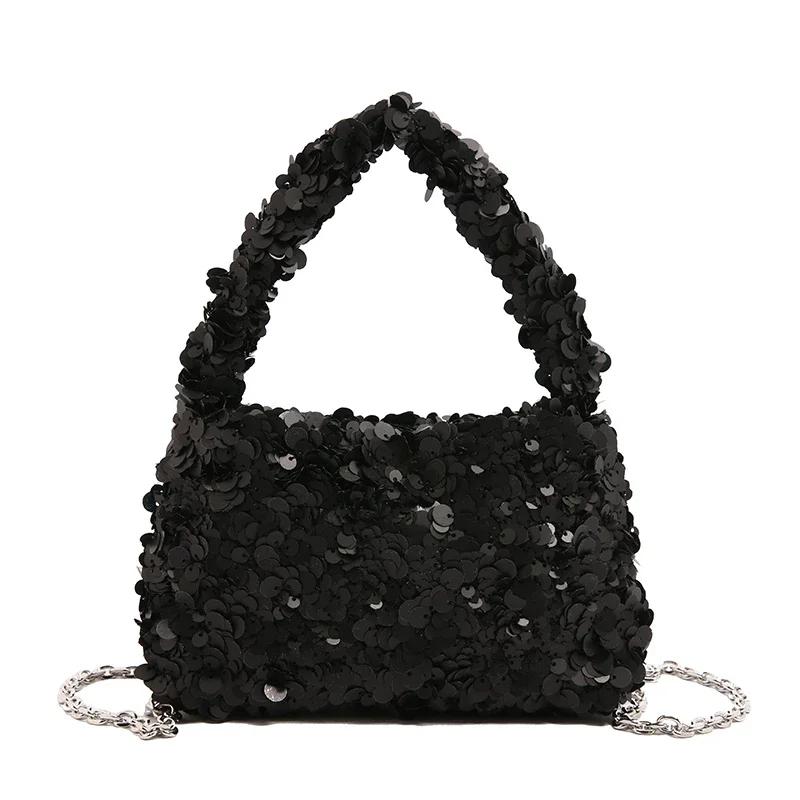 

Fashion Shining Sequins Square Shoulder Bags New Personality Exquisite Crossbody Bags 2026 High Quality Party Handbags for Women чёрный
