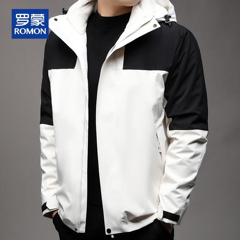 ROMON Men's 3-in-1 Winter Outdoor Hooded Jacket with Detachable Fleece Liner
