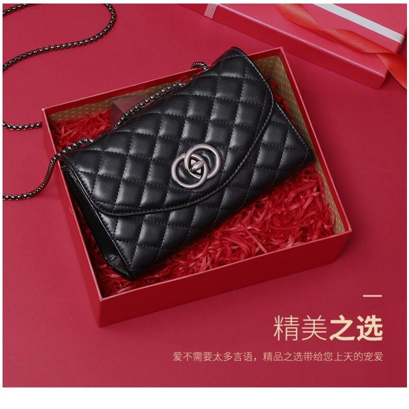 Tas Nieuwe Lederen Ruit Kettingtas Premium Schoudertas Crossbody Tas Bagage
