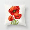 Nordic modern red flower linen pillowcase sofa cushion cover home decoration can be customized for you 40x40 50x50 60x60 45x45