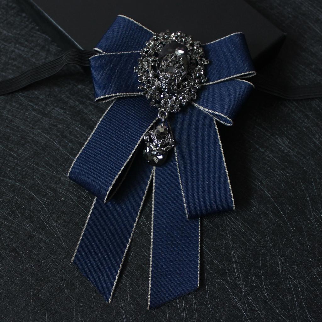 Band Handgefertigt Schleife Brosche Damen Strass Kristall Krawatte Britischer Stil Herren Anzug Hemdkragen Hochzeits Schmuck