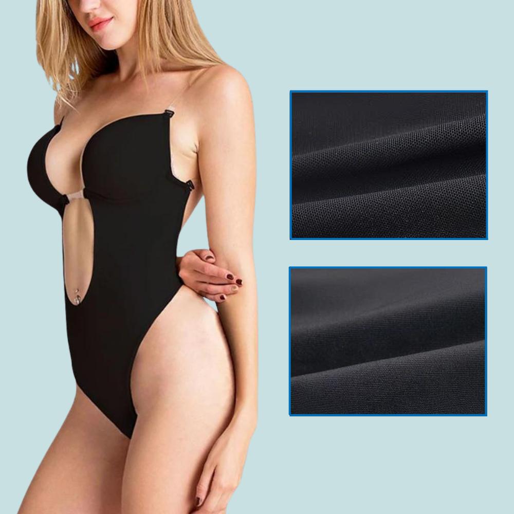 Women's Bodysuit Bra Black Shaping Thong for Backless Dress XL Body 01 - Black - 38