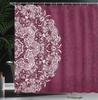 Burgundy Mandala Shower Curtain Boho Floral Pattern Elegant Bathroom Decor Linen160X180