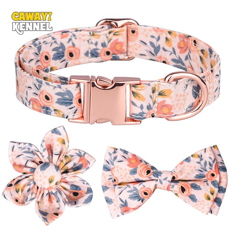 

CAWAYI KENNEL Dog ID Collar Нейлоновые ошейники с гравировкой для домашних животных Ожерелье с симпатичным цветочным красочным принтом для маленьких, средних, крупных собак, кошек