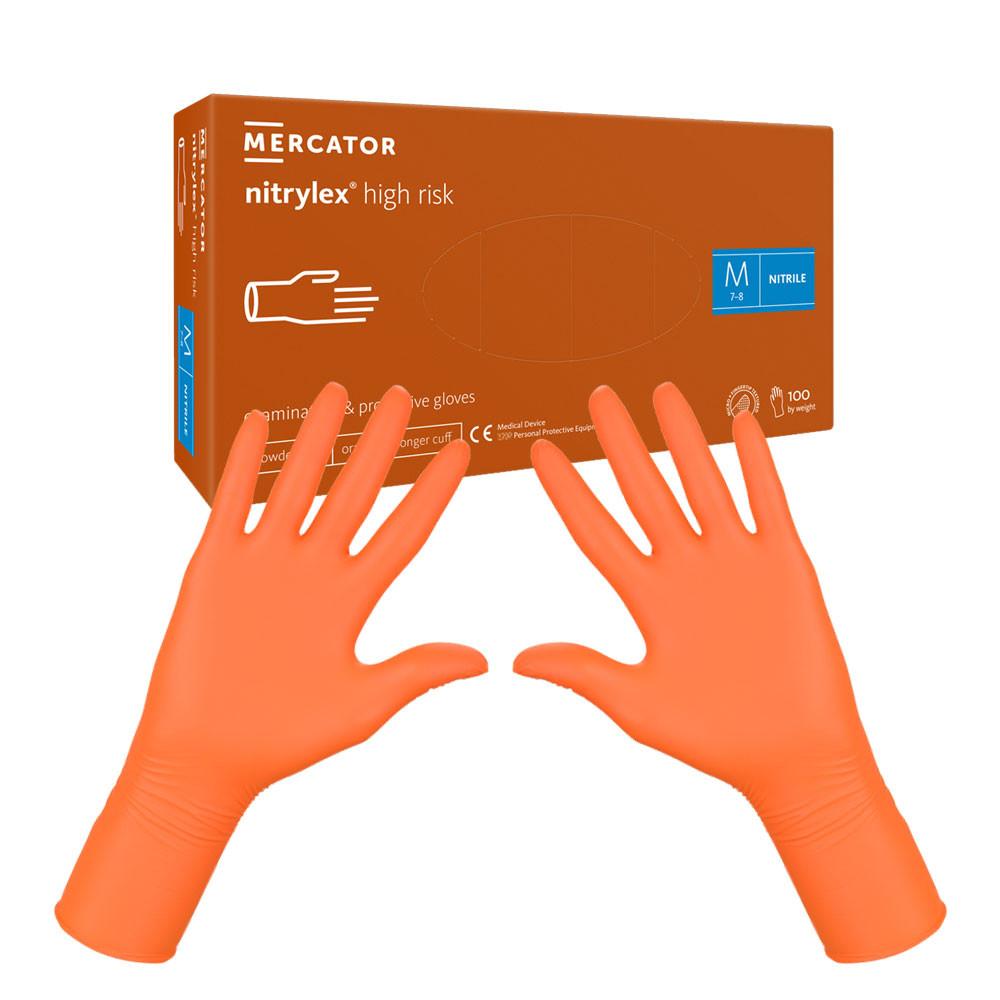 Mercator Nitrylex High Risk Nitrile Gloves Orange 100 Pcs