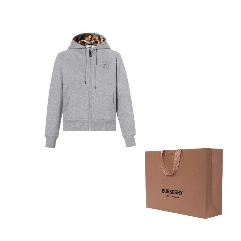 Burberry rāvējslēdzēja hūdijs ar izšūtu logotipu