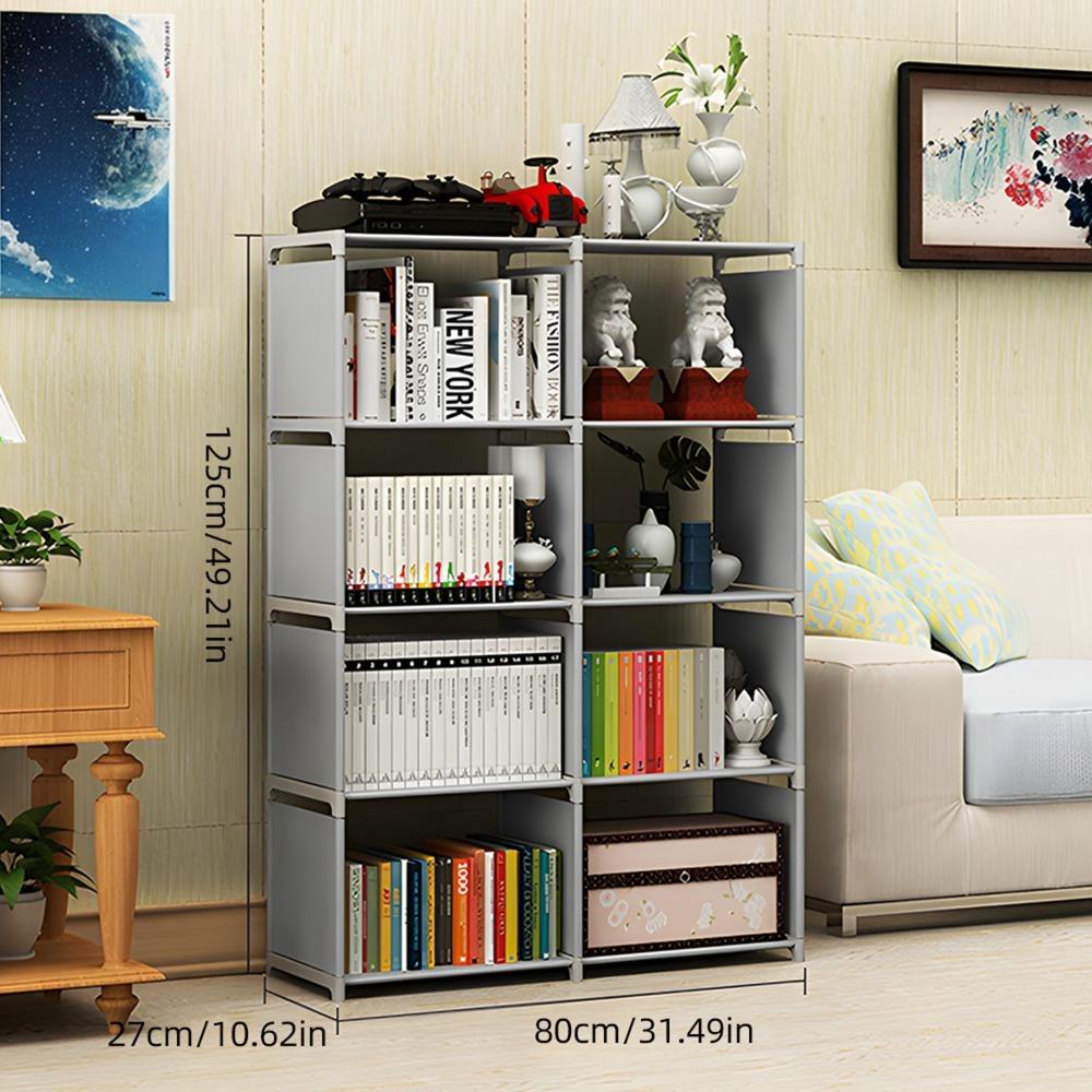 Freestanding 8 Cube Storage Vertical Tall Bookcase Shelf Book Organize 5-Tier Book Shelf  Bedroom