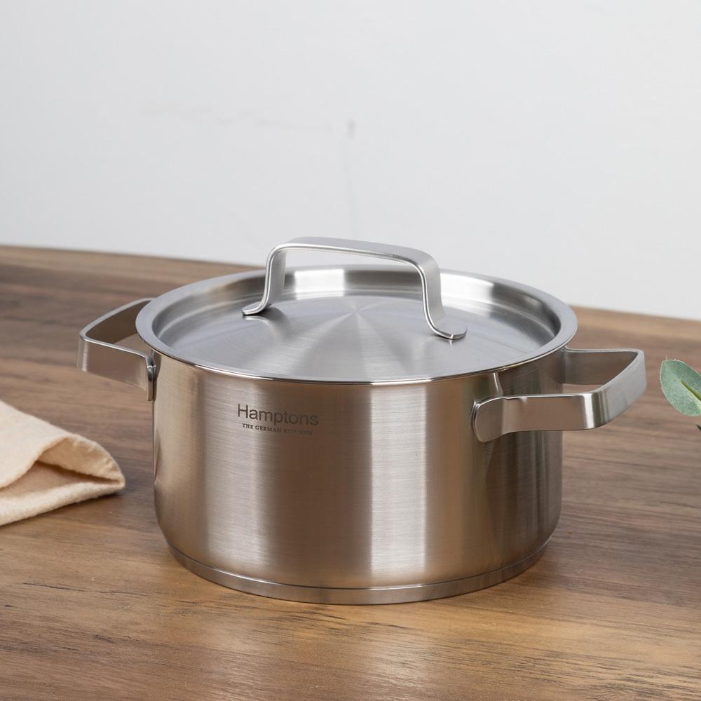 HAMPTONS REX Stainless Steel Induction Saucepan & Pot (18cm, 20cm) Dishwasher Safe No PFOA Silver