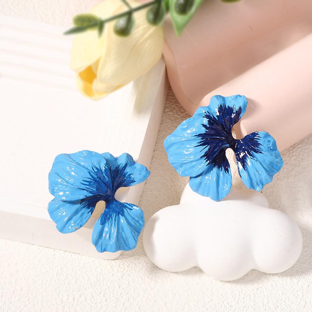 New Summer Vacation Fresh Pastoral Bohemian Alloy Colored Drips Flowers, Earrings