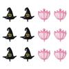 12Pcs Wicked Birthday Party Supplies with Black Witch Hat Balloons and Pink Princess Crown Balloons for Festival Decors