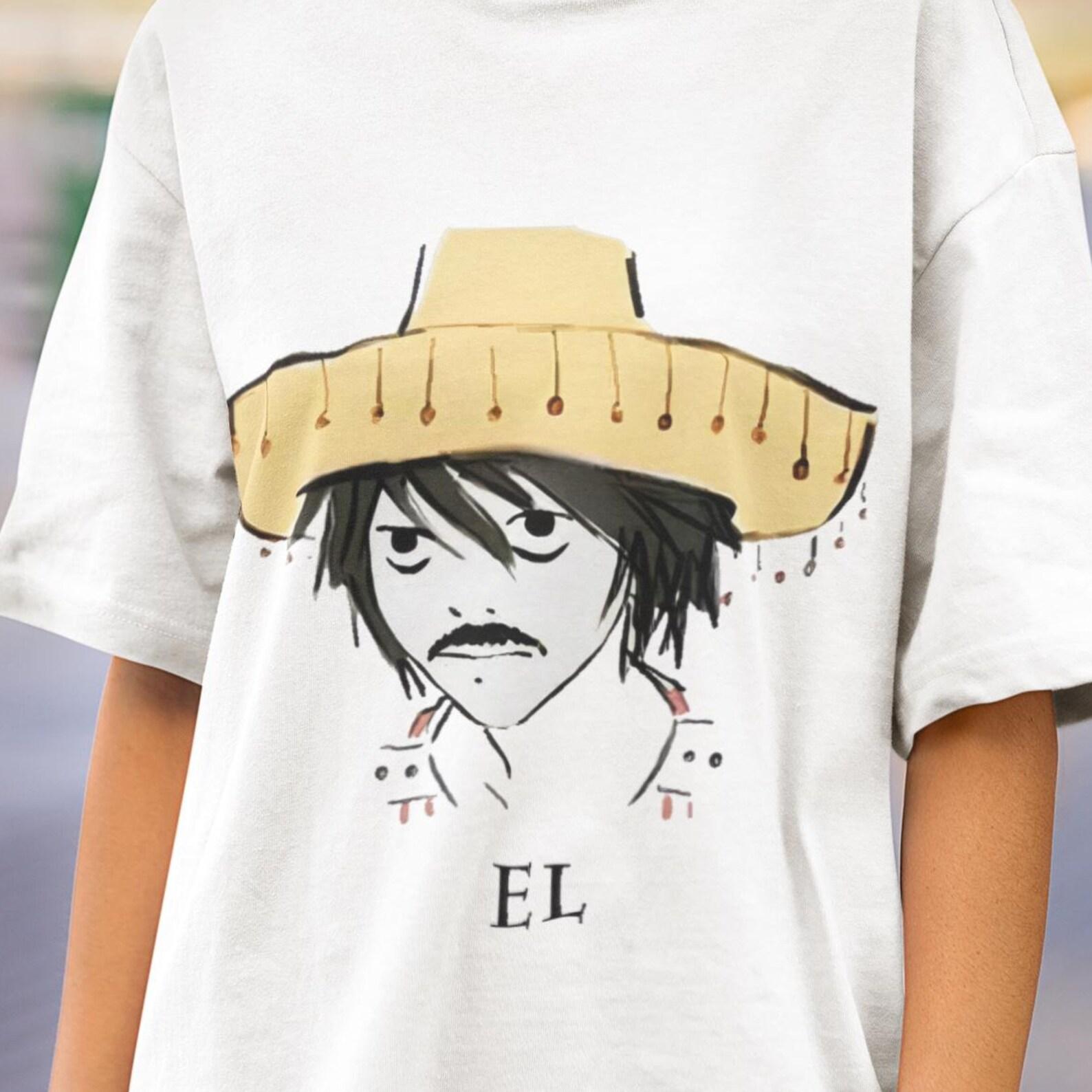 Mexican Anime Shirt, Funny Anime Tee, Sombrero Manga Character, Sketch Art T-Shirt, Bootleg Anime Mashup, Funny Manga Gift Tee M