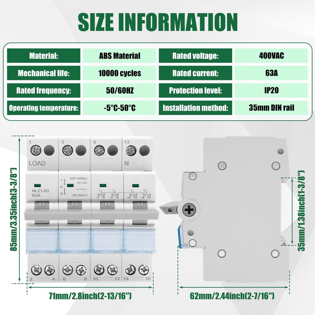 Din Rail MTS Dual Power Manual Isolator Transfer Switch Modular Changeover High-end Models Switch Interlock Circuit Breaker 4P