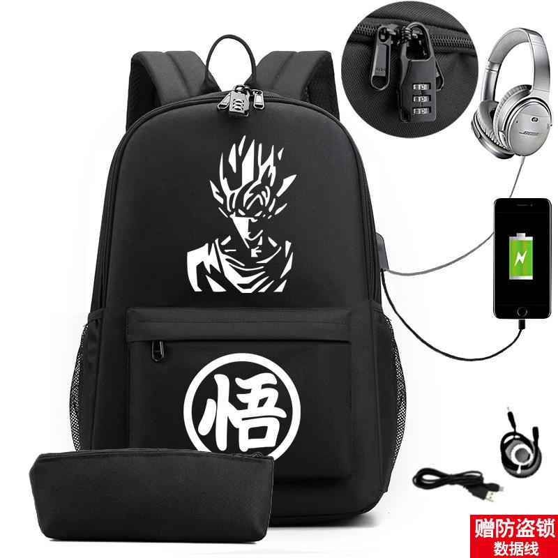 Animation Peripheral Cool Trend Schoolbag Multi-Function Usb Large Capacity Backpack Student Pencil Case Set