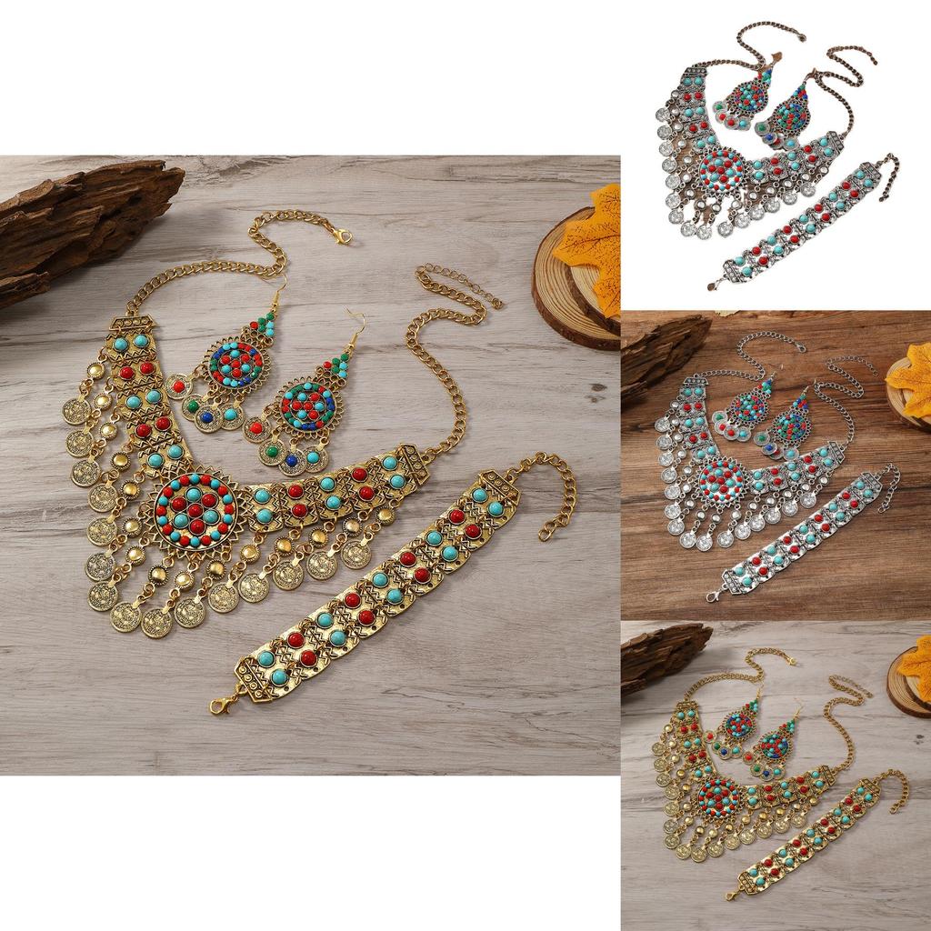 Vintage Multi Layer Coin Colored Necklace With Alloy Chain For Ladies Fashion Accessories