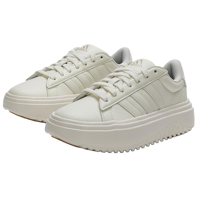 Adidas GRAND COURT PLATFORM Cushioning Breathable Lightweight Low top Casual Shoes Women's Ecru IH9111