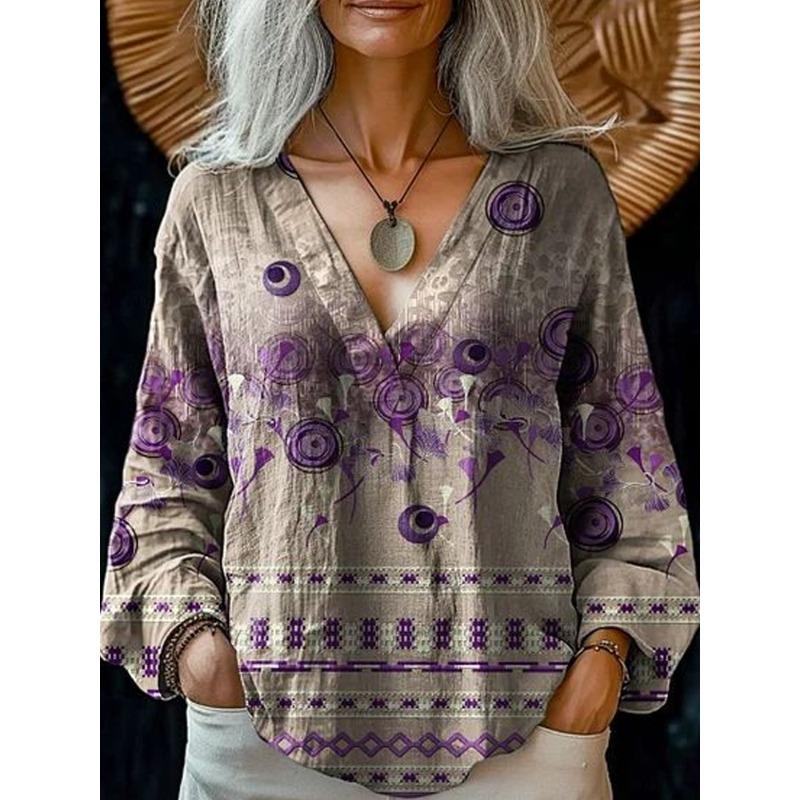 BITCED Women's Fashion Casual Long Sleeve V Neck Blouses & Shirts