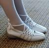In-Stock Women's German Training Shoes: 2025 Autumn Korean Square Toe, Cross Strap Ballet Sneakers
