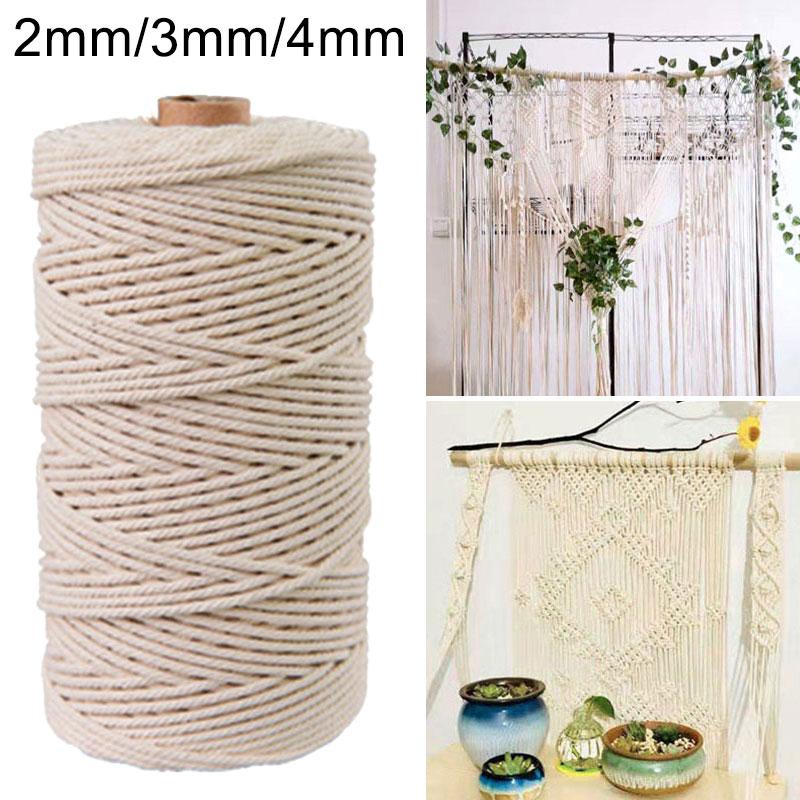 

Бежевый хлопковый витой шнур 2/3/4 мм, веревка в рулоне, веревка для рукоделия, рукоделие, хит продаж