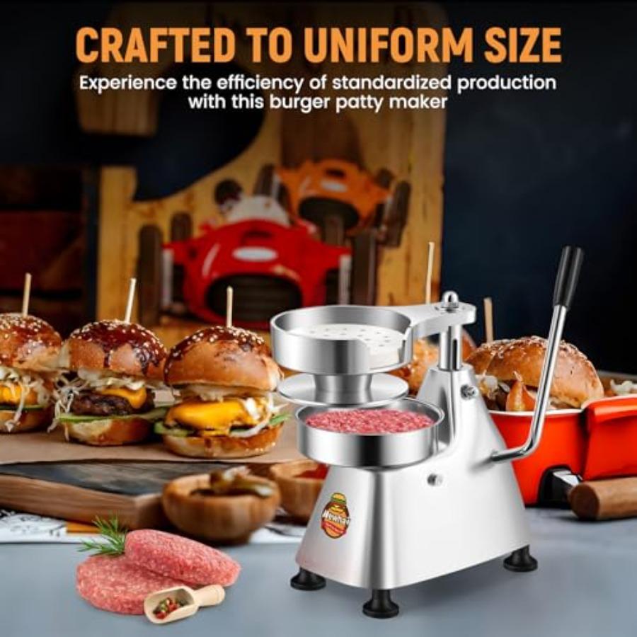 5-inch Commercial Burger Patty Maker Stainless Steel Hamburger Press with 400 Pcs Patty Papers for Beef Pork Chicken Patty in S