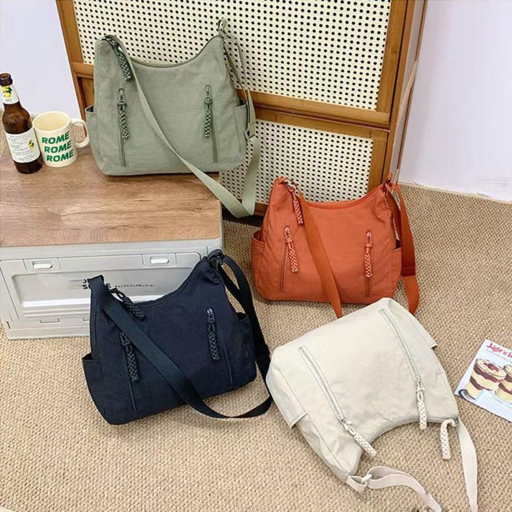 

Solid Color Single Shoulder Bag Korean Style Woman Crescent Bag Oxford Cloth Crossbody Bag Daily