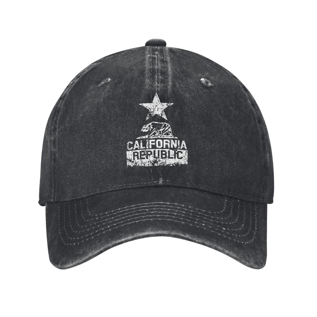 Cappellino Unisex Stampa Republic California Denim Vintage Usurato Lavato Cappellino da Baseball Regolabile