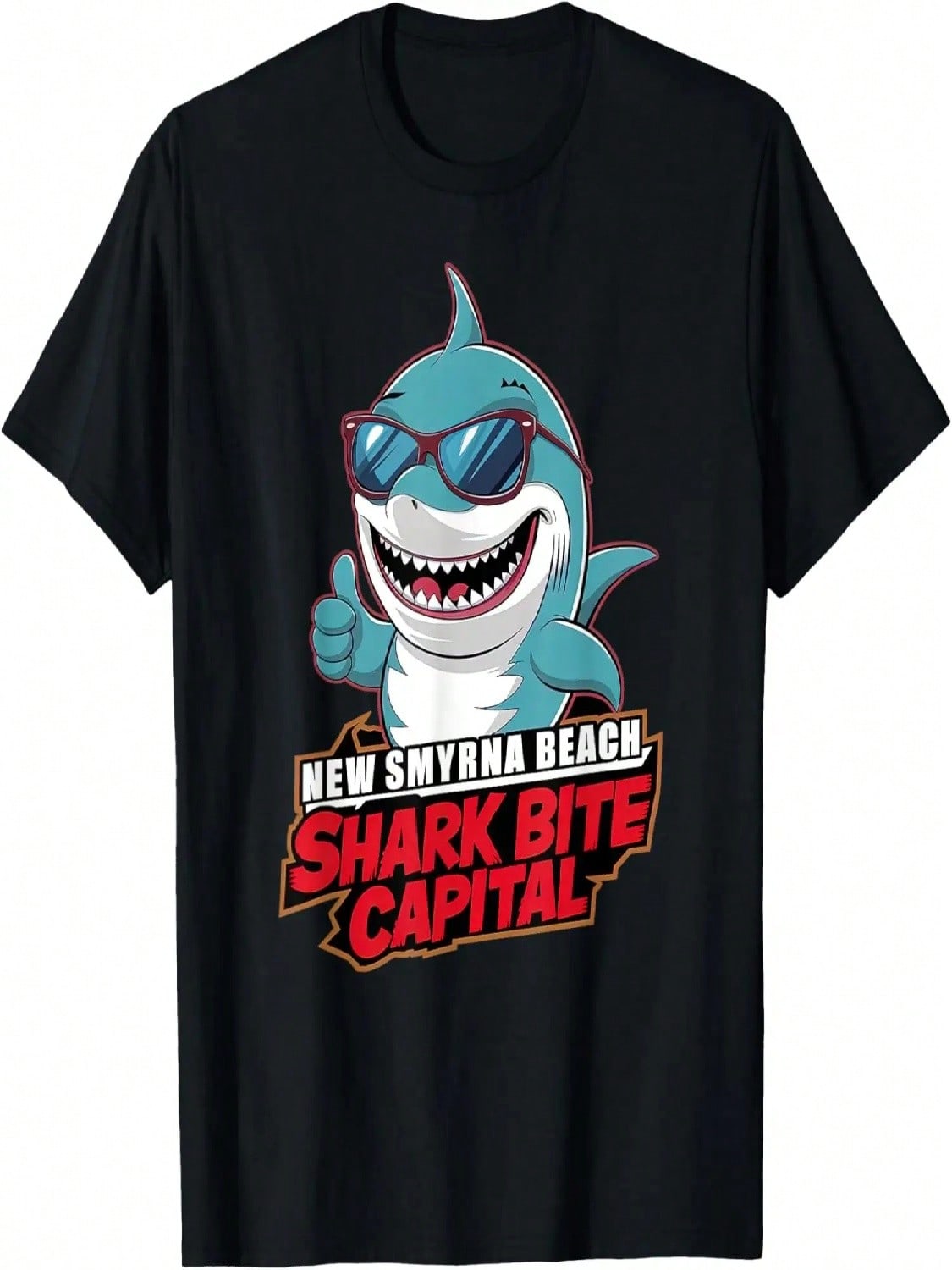 New Smyrna Beach_ Shark Bite Capital Of The World Graphic T-Shirt S разноцветный