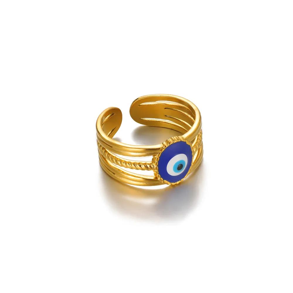 

Colorful Non-Fading Eyes Punk Rings For Women Men Fashion Devil s Eye Zirconia Ring Personalized Gold Color Anillos Party Gift resizable