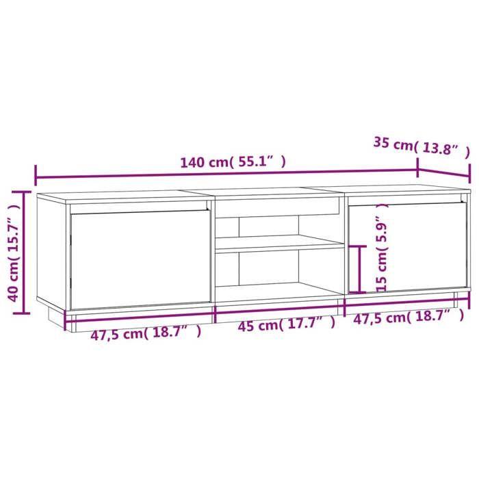 VidaXL Meuble TV Blanc 140x35x40 cm Bois de pin massif 840413