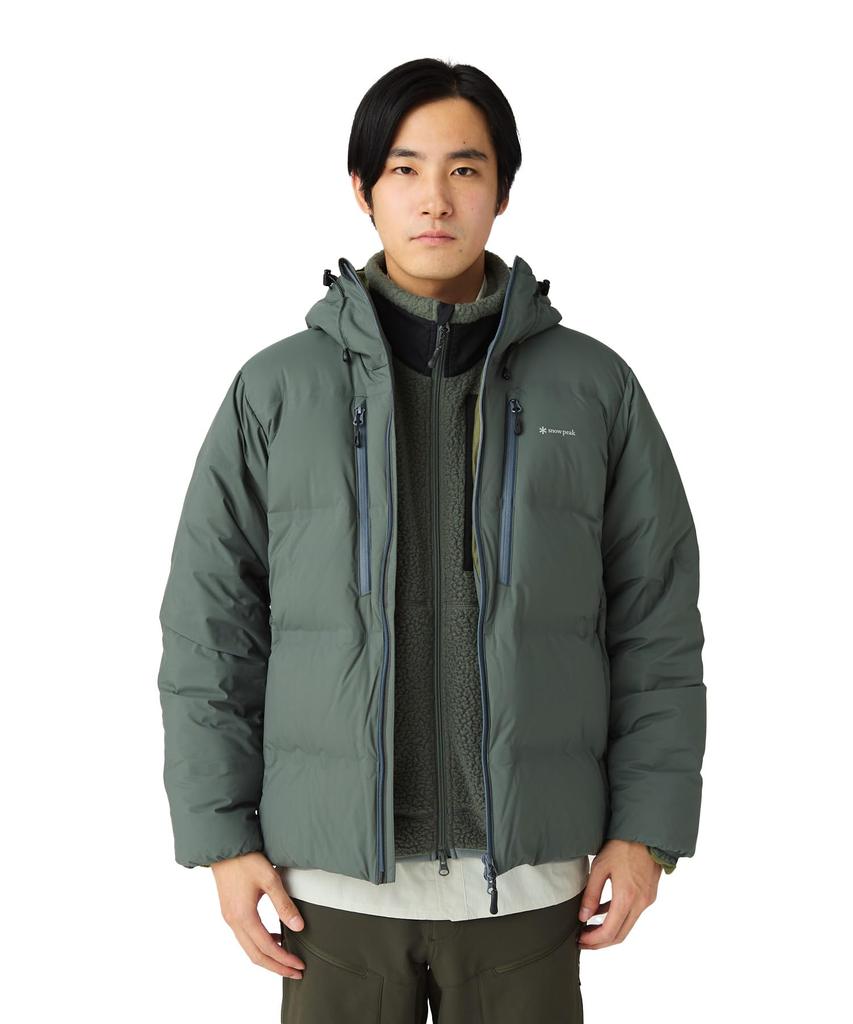 Snow Peak Seamless Hooded Down Jacket Outerwear Jacket with Down Size L for Men and Women SPF-JK-25AU904, Insulation, Gray,