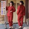 [Yurakuan] Women's Samue (Japanese workwear), 100% Cotton, Slightly Thin Fabric (Plain Burgundy, Slightly Thin Fabric, Size M)