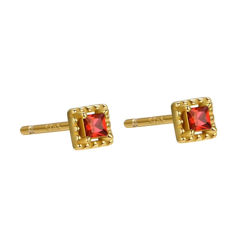 925 Sterling Silver Colorful Zircon Geometric Mini Stud Earrings for Women Hypoallergenic Jewelry Gift
