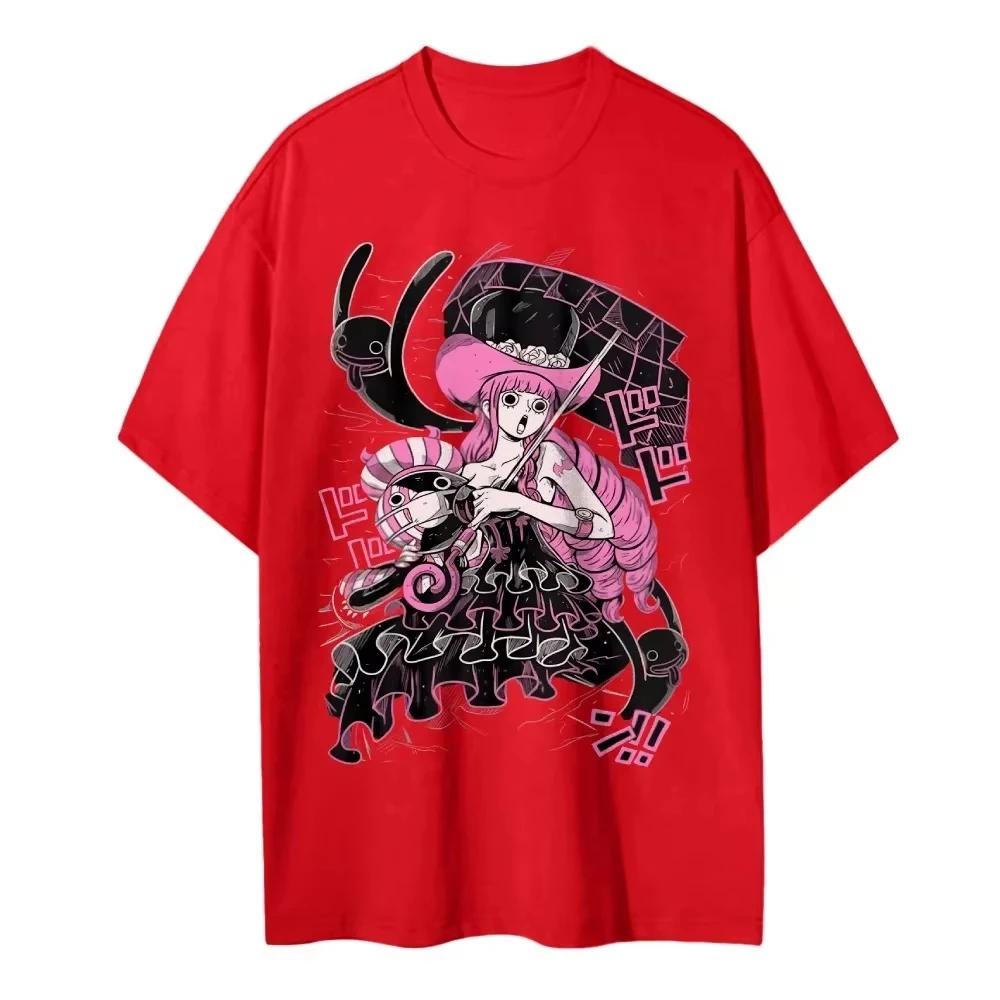 One Piece Men's and Women's T-shirt Perona Japan Anime Retro Tee Summer and Spring New Boy's Short Sleeves Parent-child Outfits