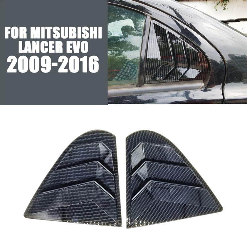 Carbon Fiber Look Window Louver Shutter Cover Side Vent For Mitsubishi Lancer
