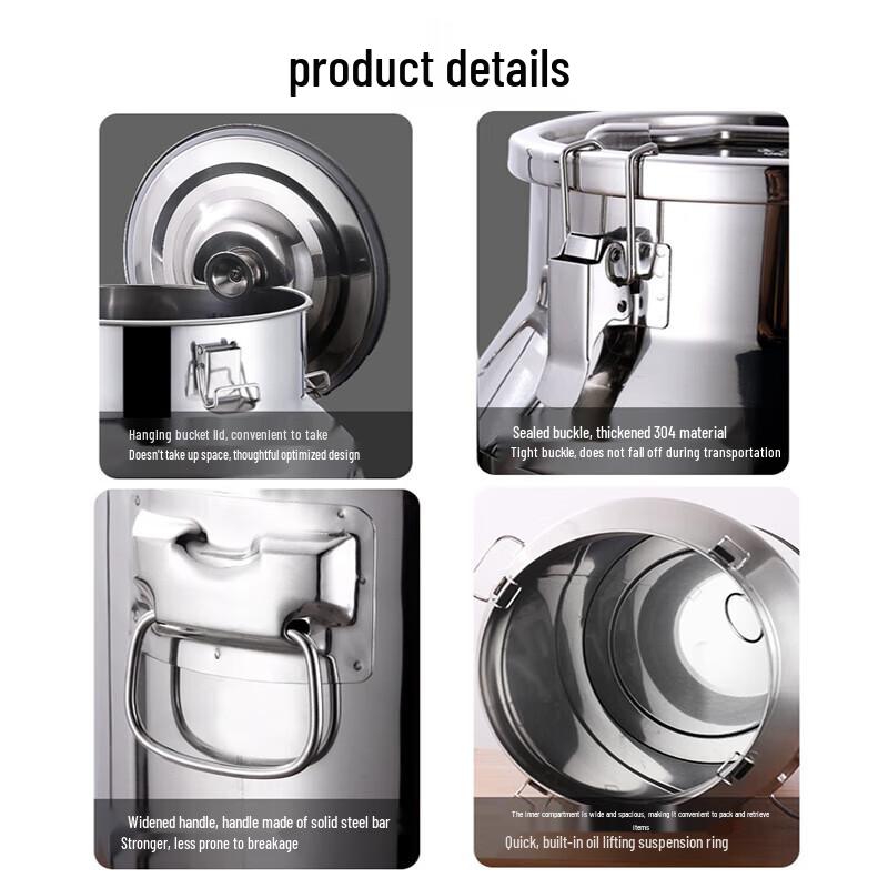 Thickened 201 Stainless Steel Sealed Storage Bucket