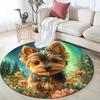 Yorkshire Terrier Round Area Rug,Carpet Rug for Living Room Bedroom Sofa Playroom Decor,Non-slip Floor Mat