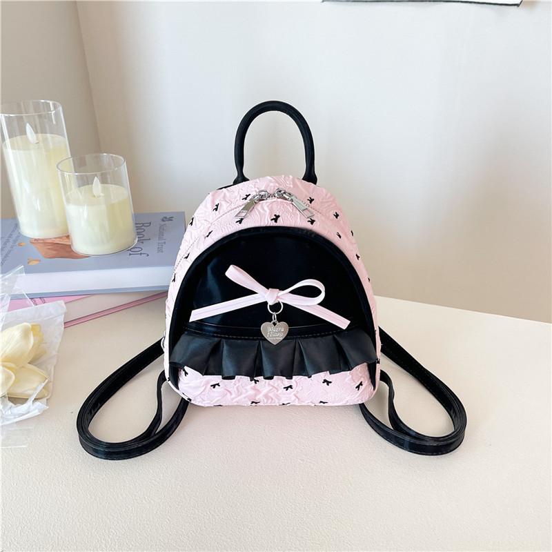 Contrast Color Backpack Bag Women's Bag New Trendy Niche Design High-end Bow Small Backpack