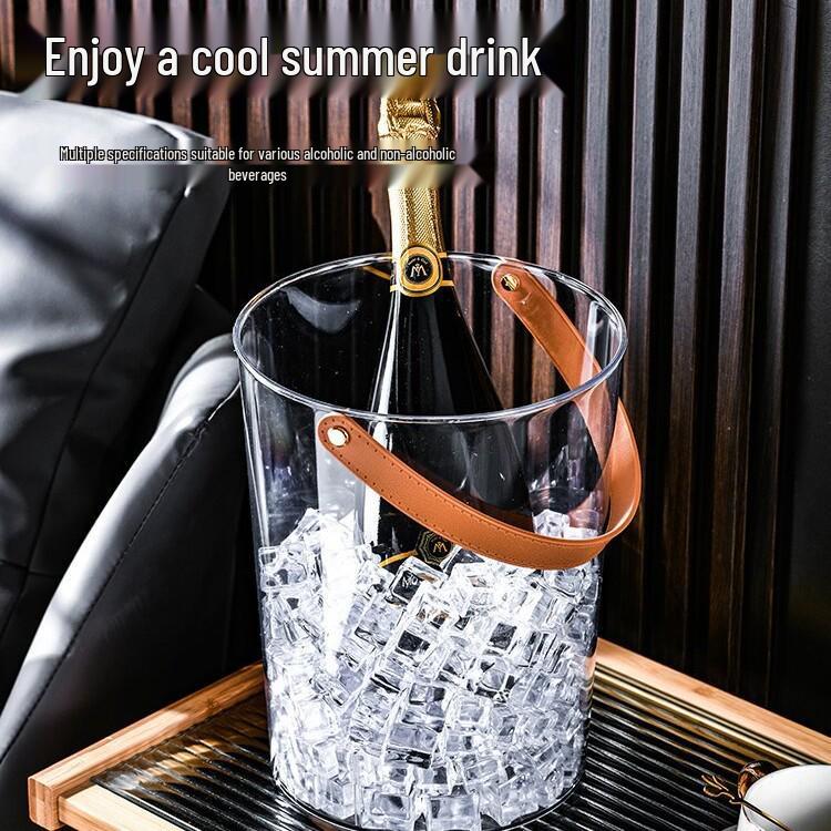 Transparent Modern Ice Bucket for Beer, Champagne, and Fruits - Handheld for Indoor and Outdoor Use